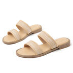 TILOCOW WOMEN LINEN BEIGE SANDALS
