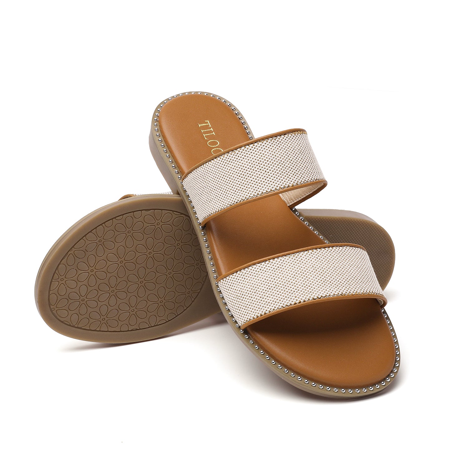 TILOCOW WOMEN BROWN BEIGE SANDALS