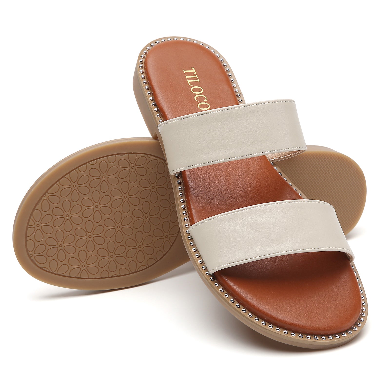 TILOCOW WOMEN LIGHT BEIGE SANDALS