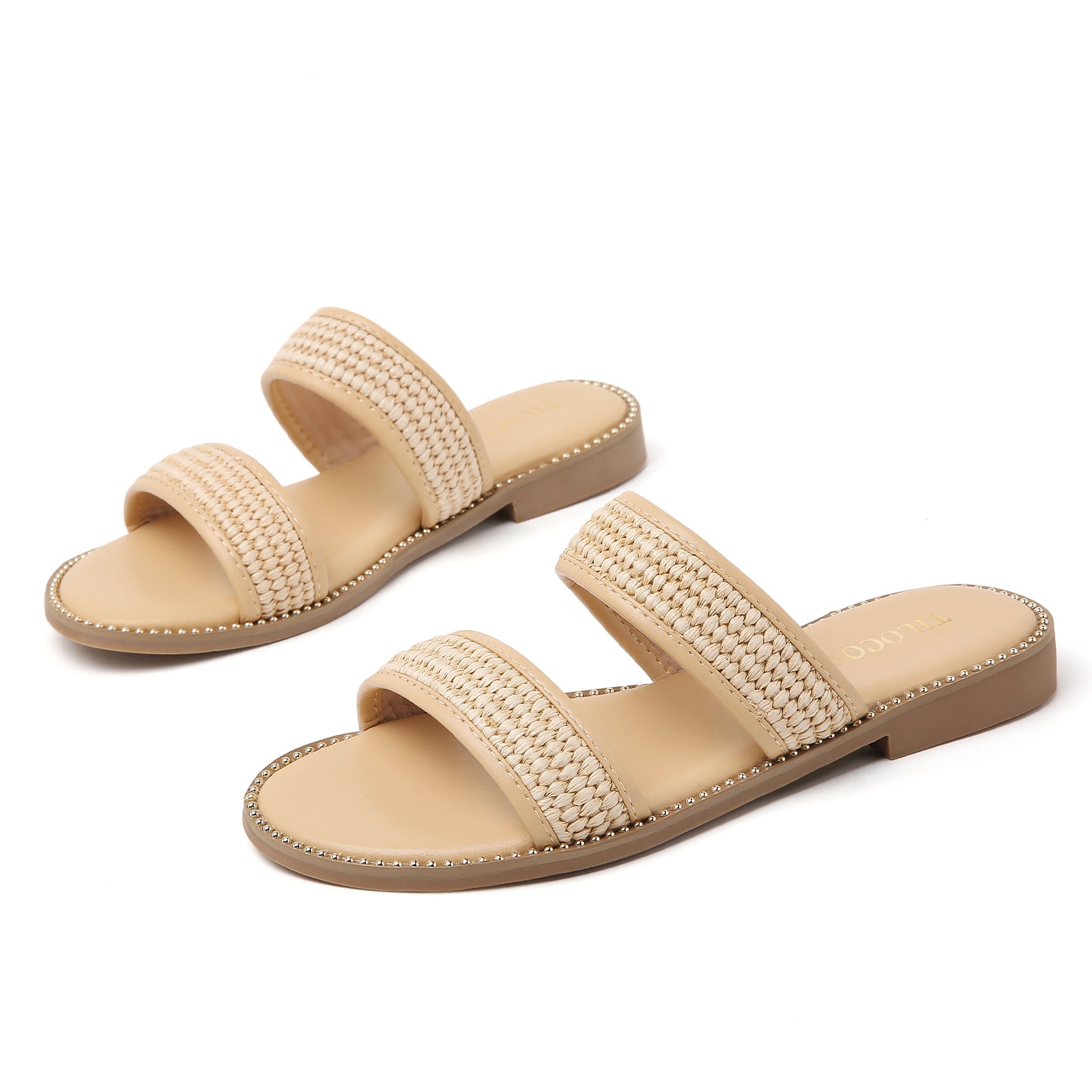 TILOCOW WOMEN HEMP ROPE BEIGE SANDALS