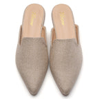 TILOCOW WOMEN BEIGE BURLAP FLAT MULES