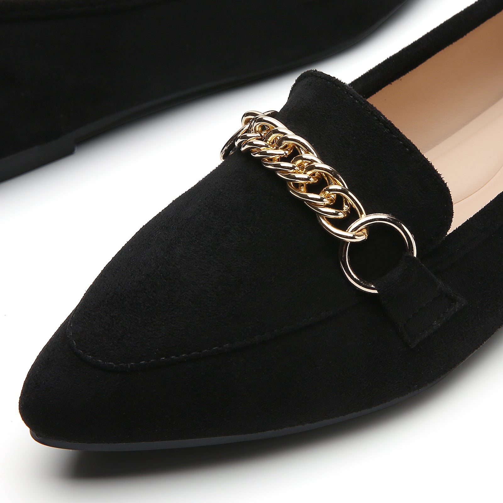 TILOCOW WOMEN SUEDE BLACK FLAT LOAFERS