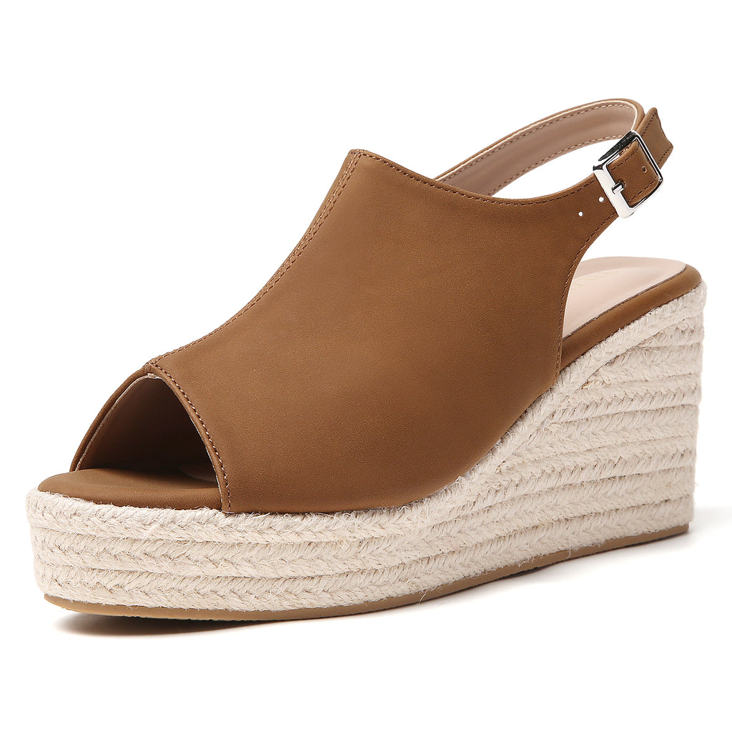 TILOCOW WOMEN  BROWN WEDGE ESPAADRILLES
