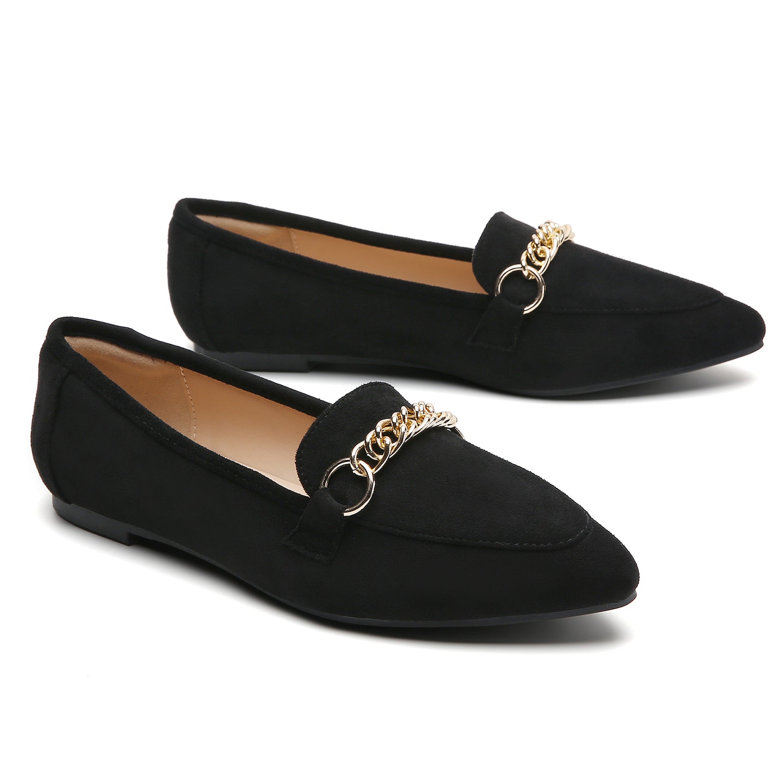 TILOCOW WOMEN SUEDE BLACK FLAT LOAFERS