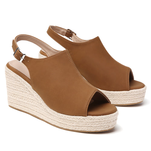 TILOCOW WOMEN  BROWN WEDGE ESPAADRILLES