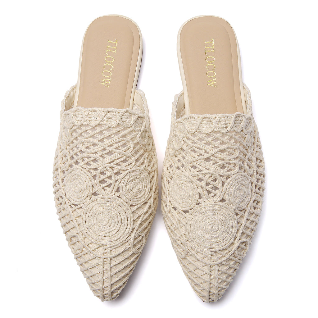 TILOCOW WOMEN LINE FLORAL FLAT MULES