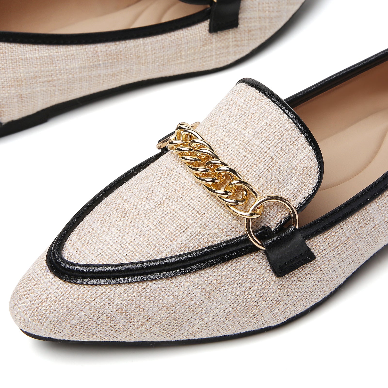 TILOCOW WOMEN BINDING LINEN FLAT LOAFERS