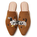 TILOCOW WOMEN BROWN DOG FLAT MULES