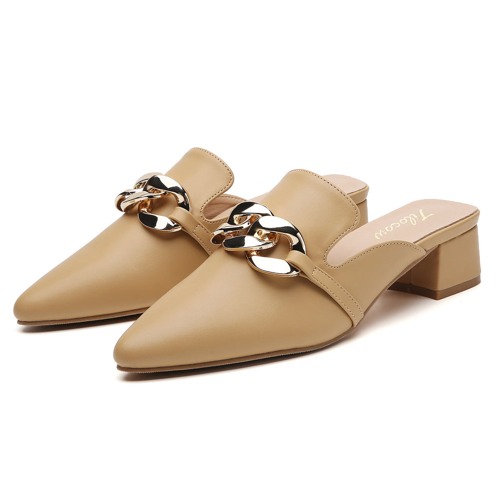 TILOCOW WOMEN BROWN HEELED MULES
