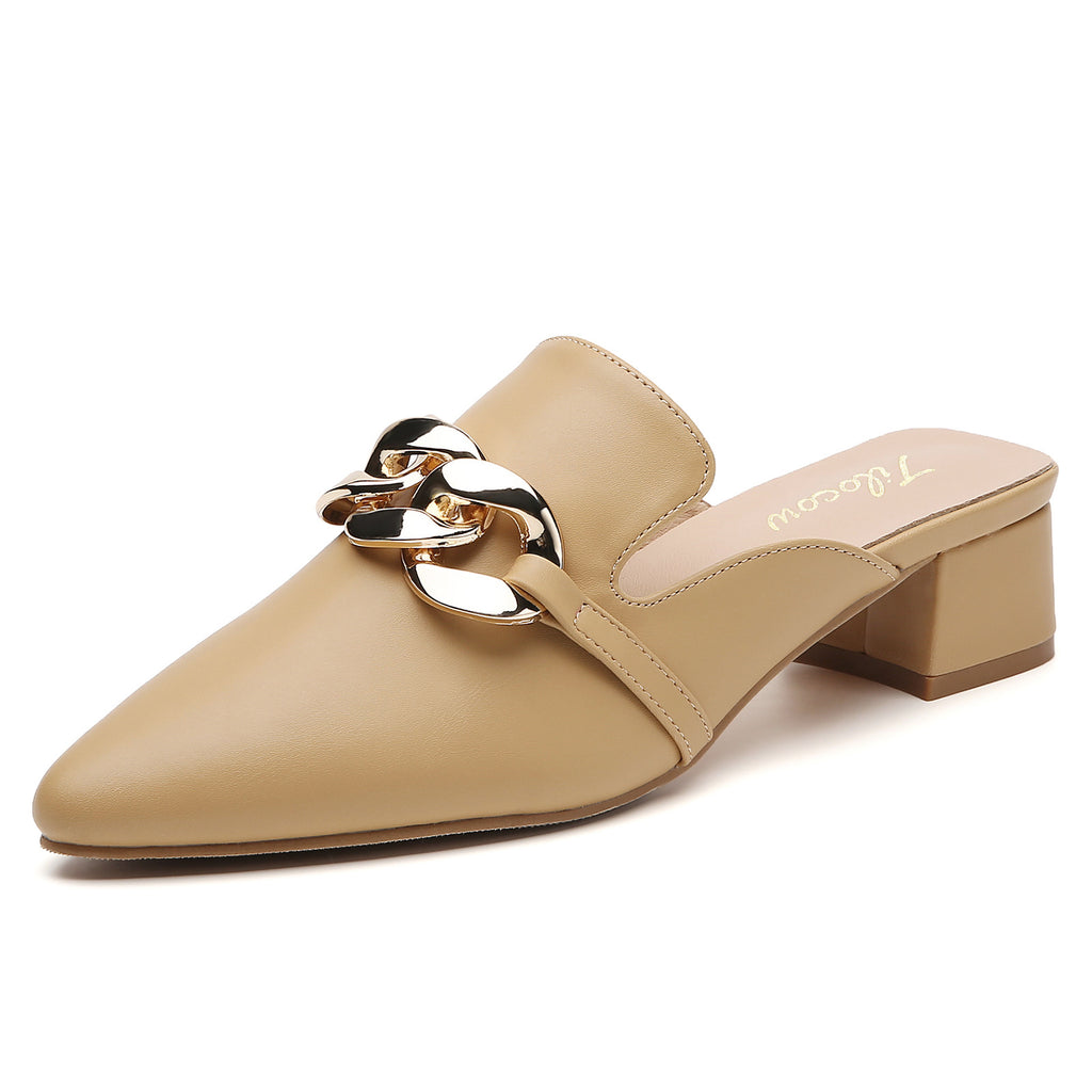 TILOCOW WOMEN BROWN HEELED MULES