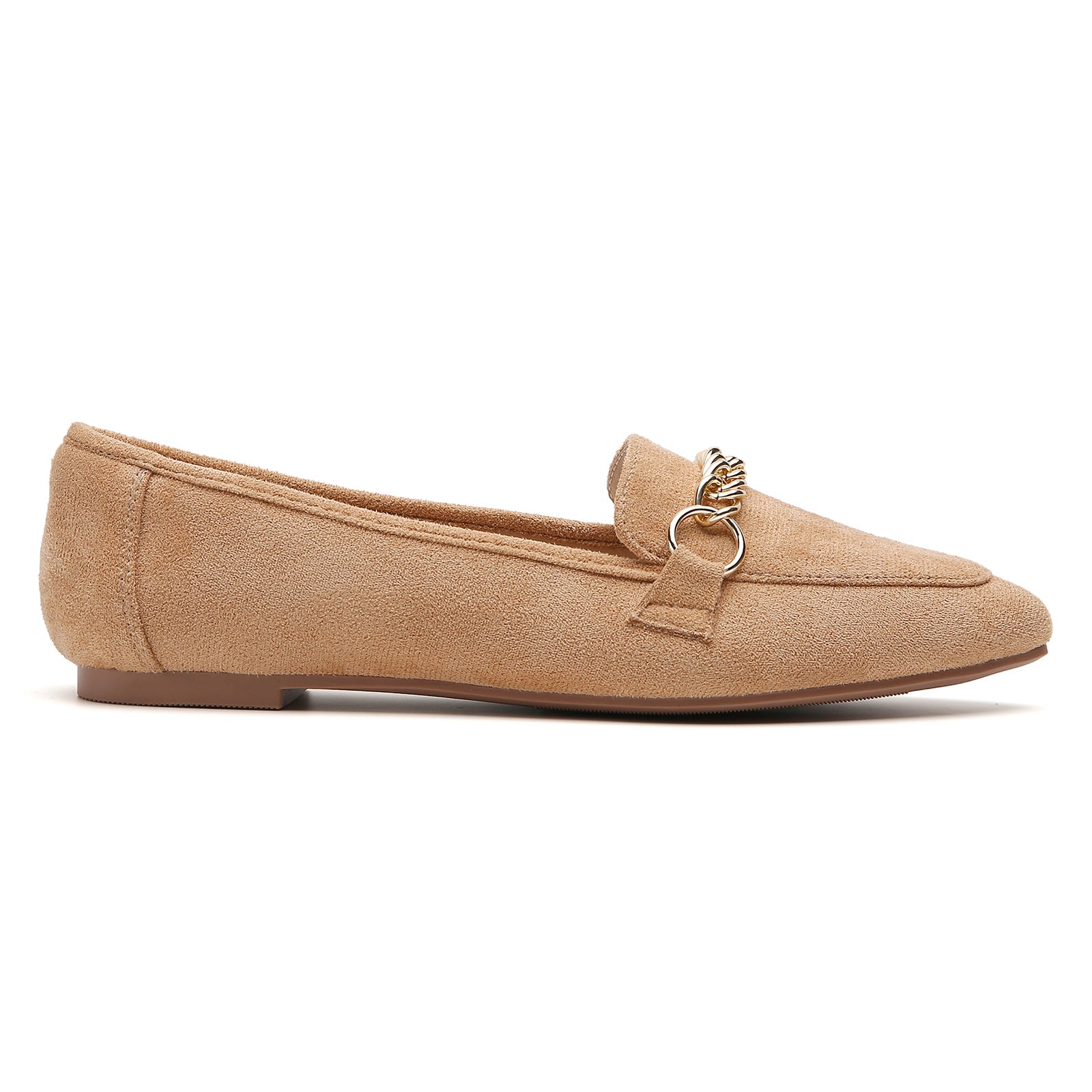 TILOCOW WOMEN SUEDE KHAKI FLAT LOAFERS