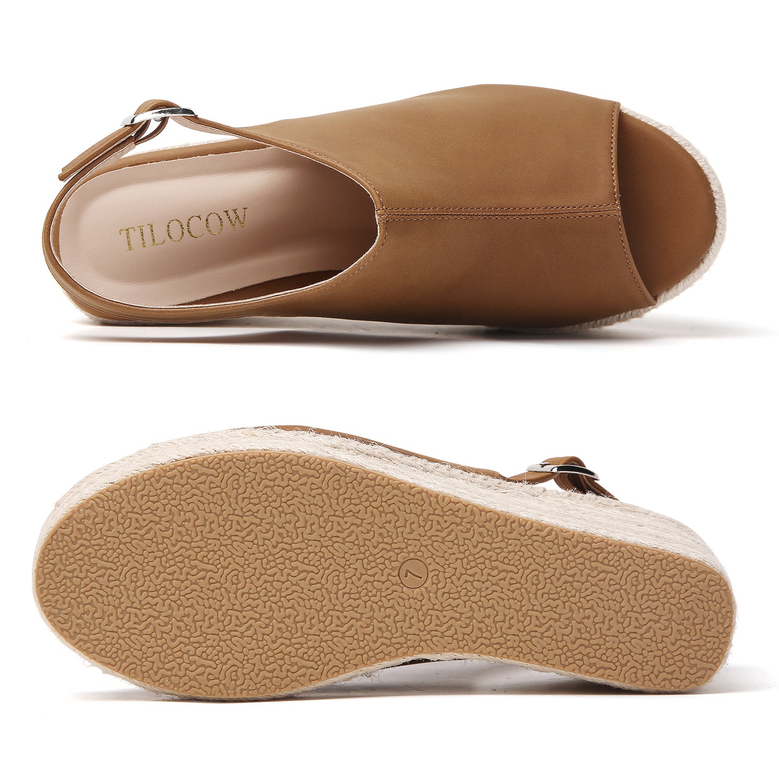 TILOCOW WOMEN  BROWN WEDGE ESPAADRILLES