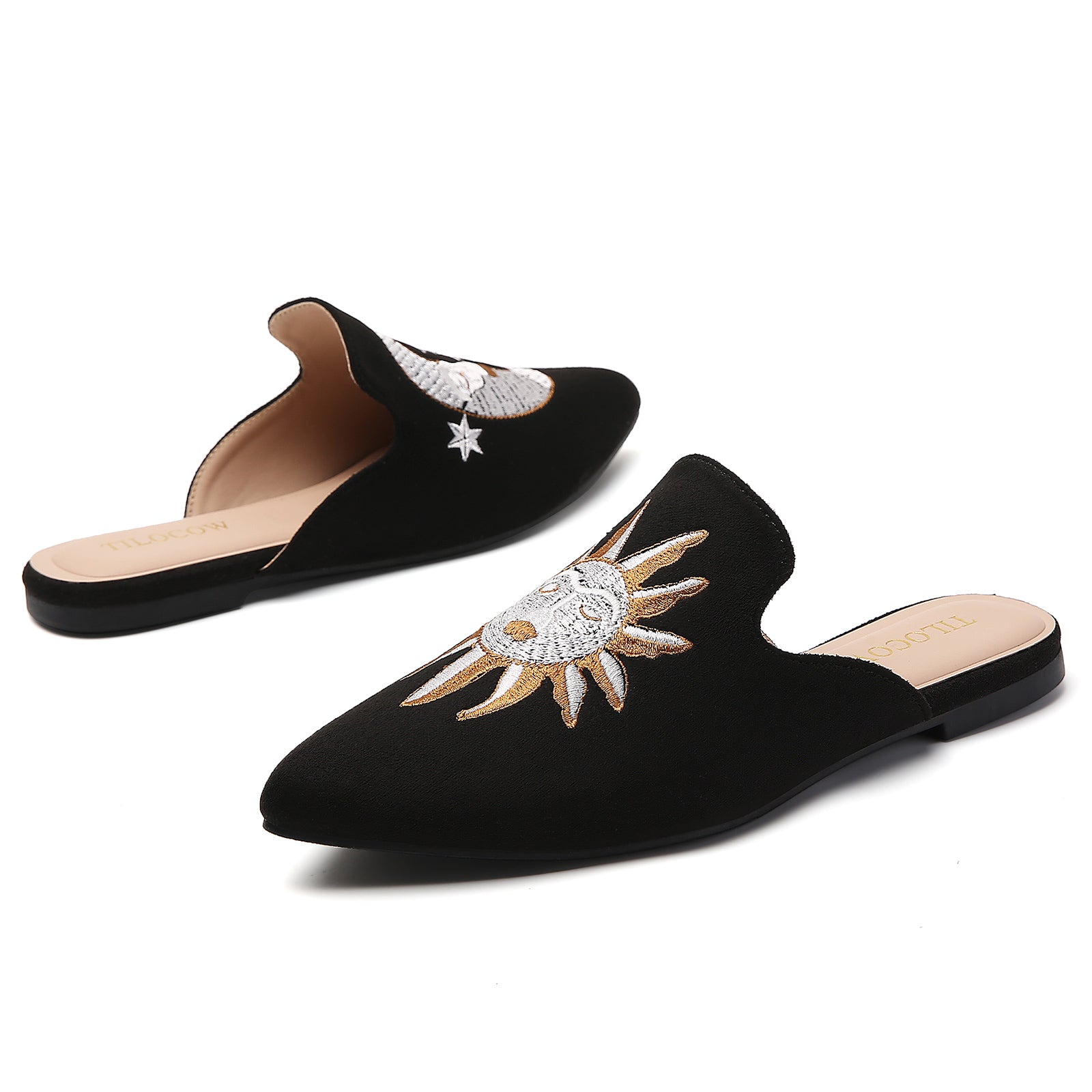 TILOCOW WOMEN BLACK SUN FLAT MULES