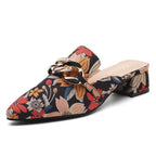 TILOCOW WOMEN FLORAL HEELED MULES