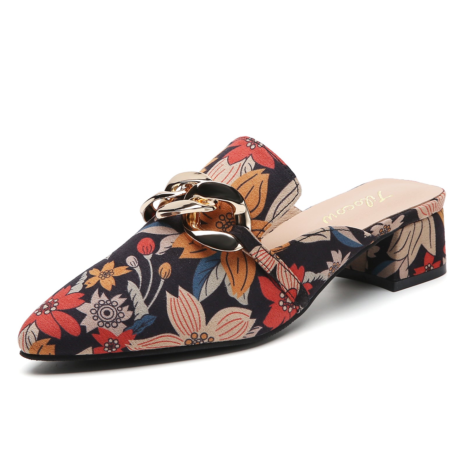 TILOCOW WOMEN FLORAL HEELED MULES