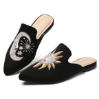 TILOCOW WOMEN BLACK SUN FLAT MULES