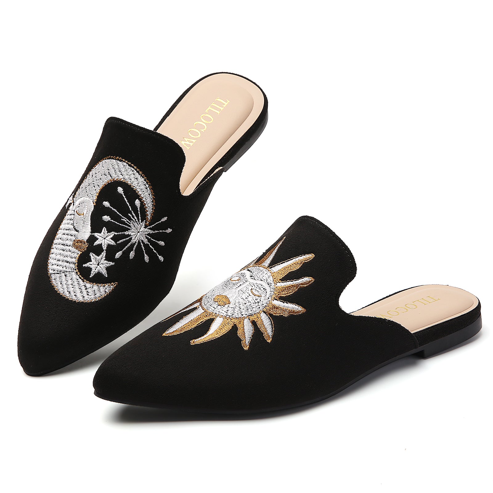 TILOCOW WOMEN BLACK SUN FLAT MULES