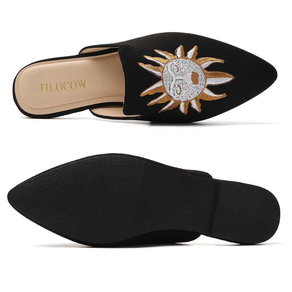 TILOCOW WOMEN BLACK SUN FLAT MULES