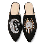 TILOCOW WOMEN BLACK SUN FLAT MULES