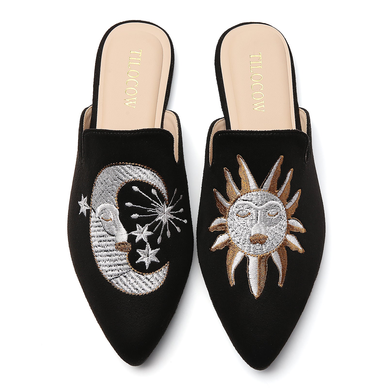 TILOCOW WOMEN BLACK SUN FLAT MULES