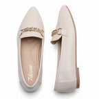 TILOCOW WOMEN PU BEIGE FLAT LOAFERS