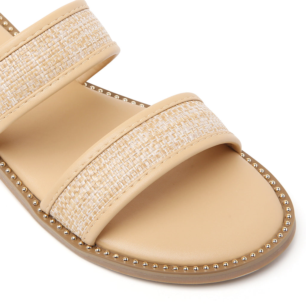 TILOCOW WOMEN LINEN BEIGE SANDALS