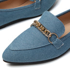 TILOCOW WOMEN DENIM BLUE FLAT LOAFERS