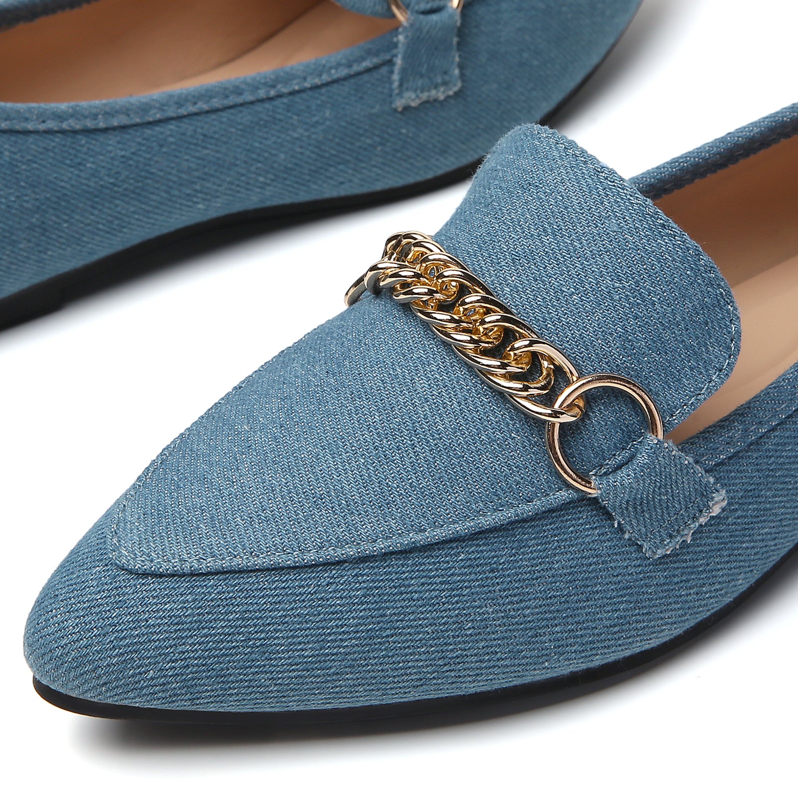 TILOCOW WOMEN DENIM BLUE FLAT LOAFERS