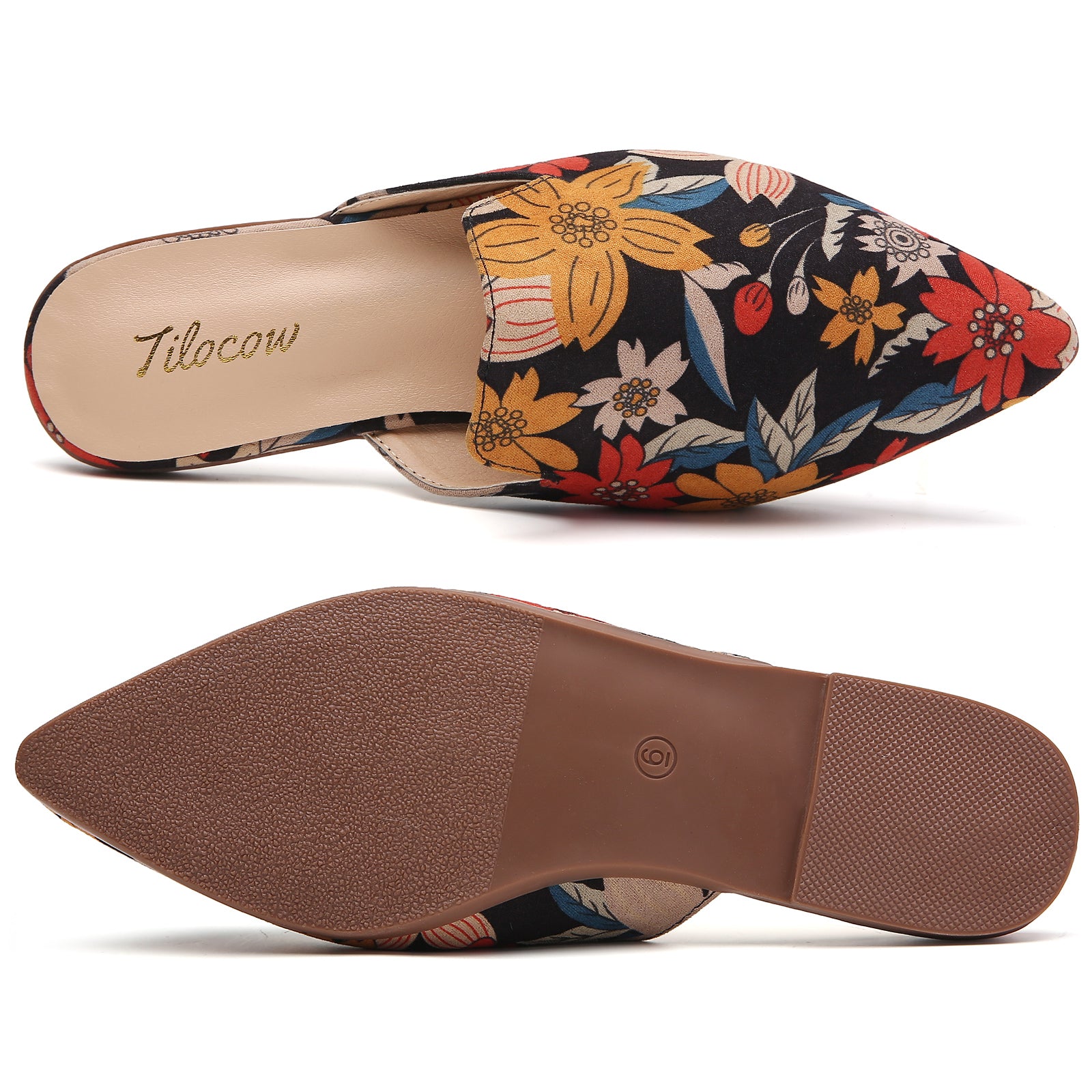 TILOCOW WOMEN FLORAL FLAT MULES