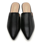 TILOCOW WOMEN BLACK PU FLAT MULES