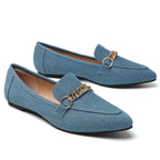 TILOCOW WOMEN DENIM BLUE FLAT LOAFERS