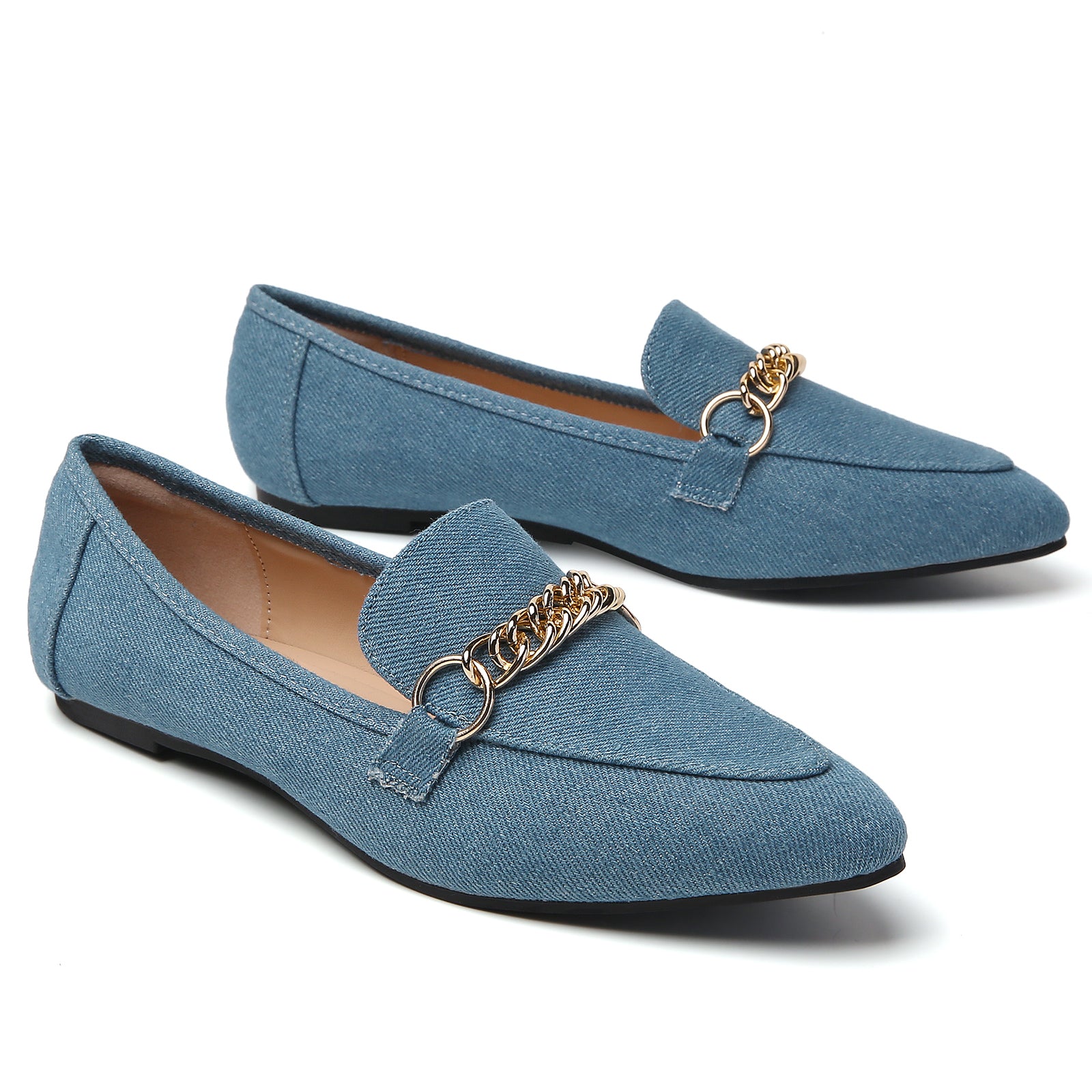 TILOCOW WOMEN DENIM BLUE FLAT LOAFERS