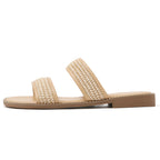 TILOCOW WOMEN HEMP ROPE BEIGE SANDALS