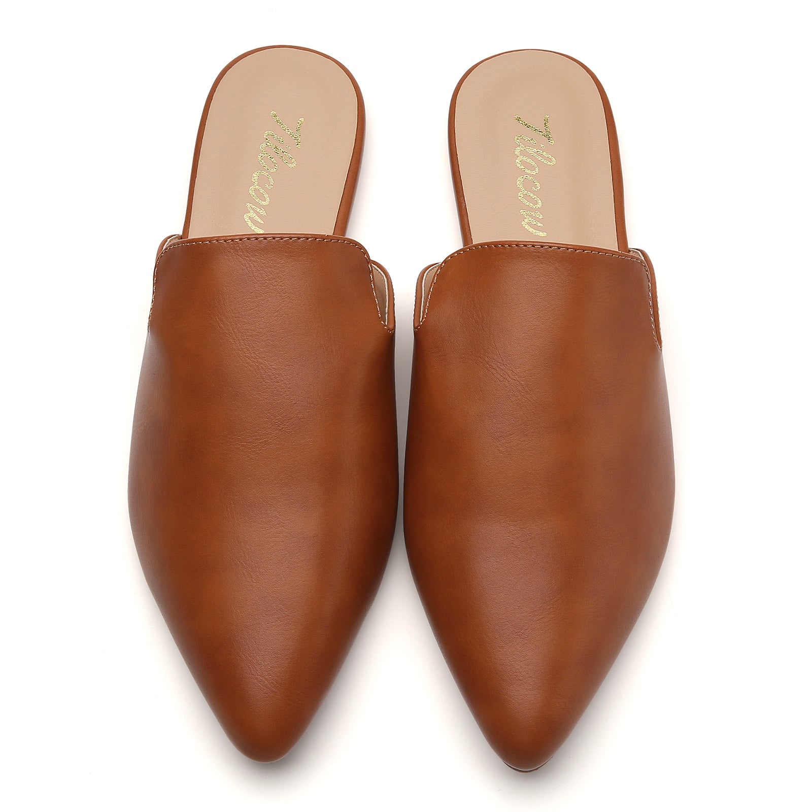 TILOCOW WOMEN BROWN PU FLAT MULES