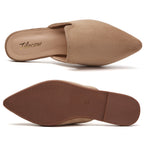 TILOCOW WOMEN BROWN SUEDE FLAT MULES