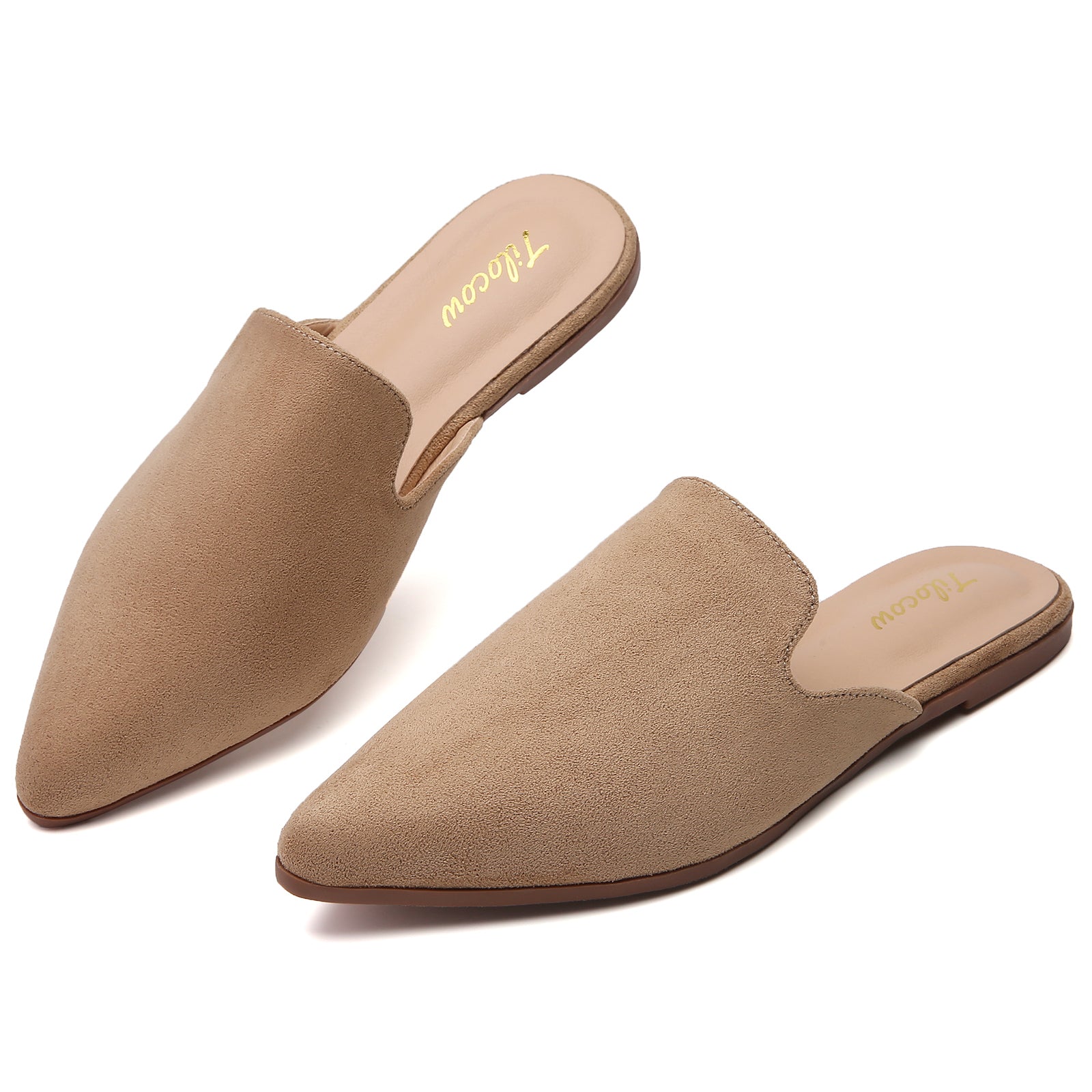 TILOCOW WOMEN BROWN SUEDE FLAT MULES