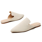 TILOCOW WOMEN BEIGE FLAT MULES