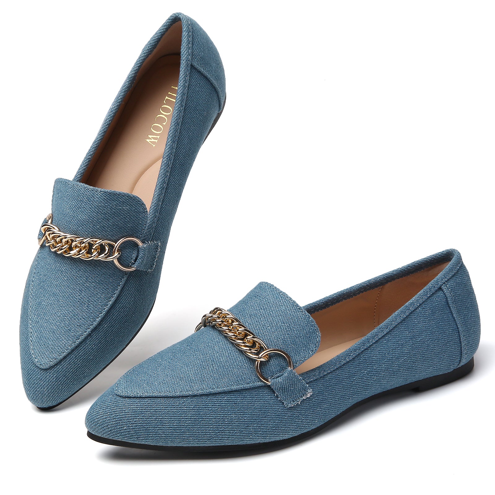 TILOCOW WOMEN DENIM BLUE FLAT LOAFERS