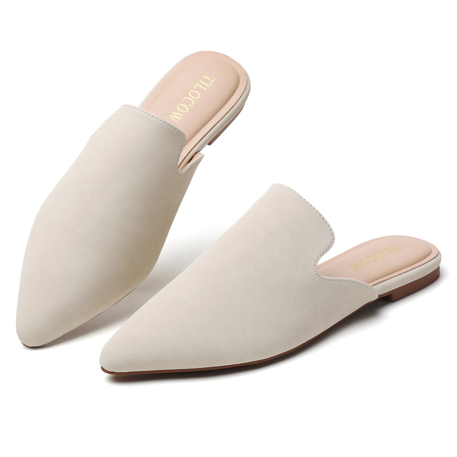TILOCOW WOMEN BEIGE FLAT MULES