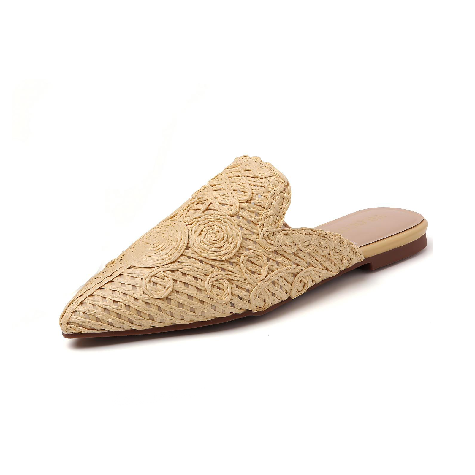 TILOCOW WOMEN YELLOW LINE FLOWER FLAT MULES