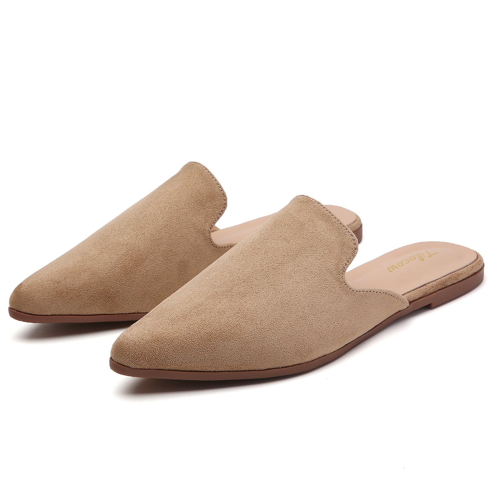 TILOCOW WOMEN BROWN SUEDE FLAT MULES