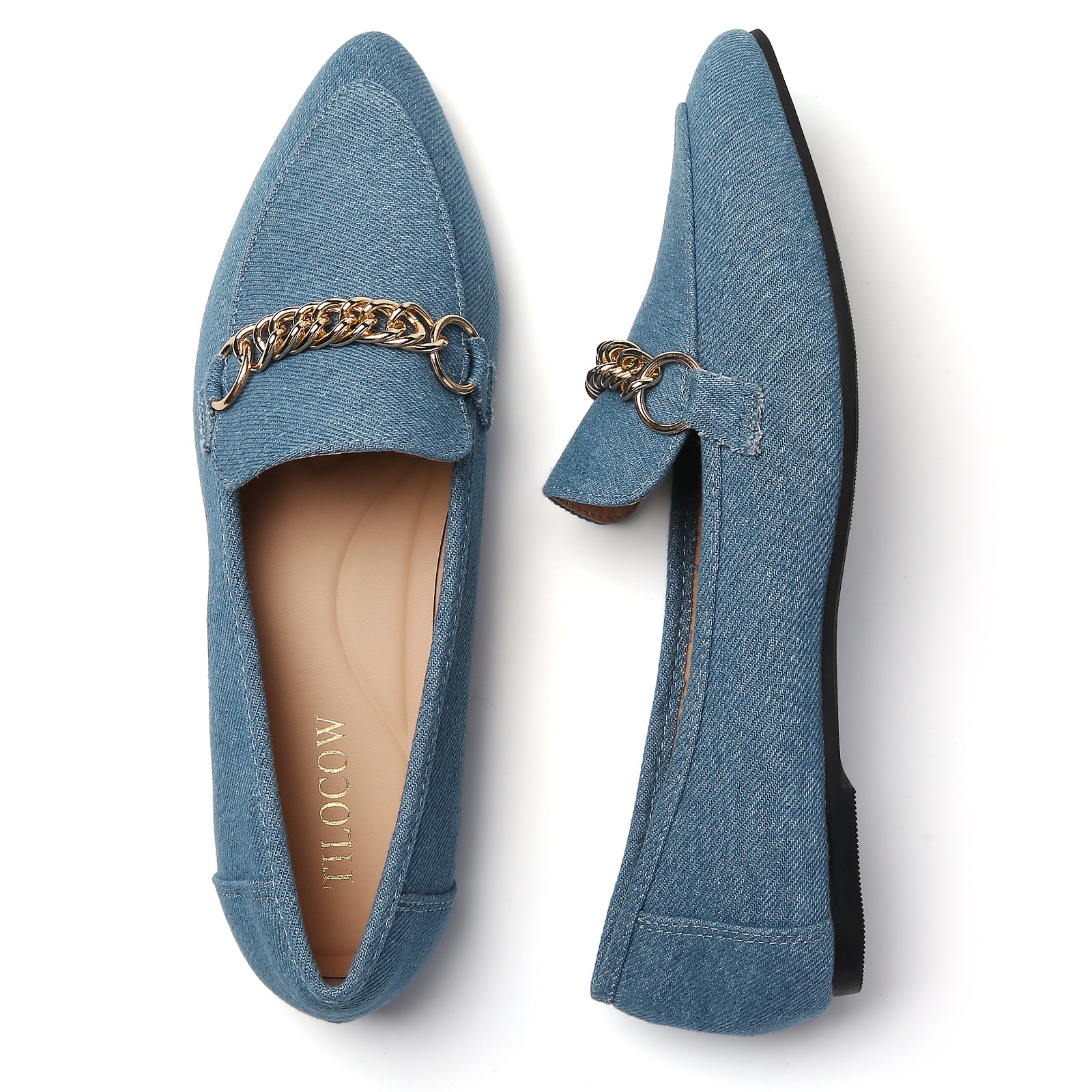 TILOCOW WOMEN DENIM BLUE FLAT LOAFERS