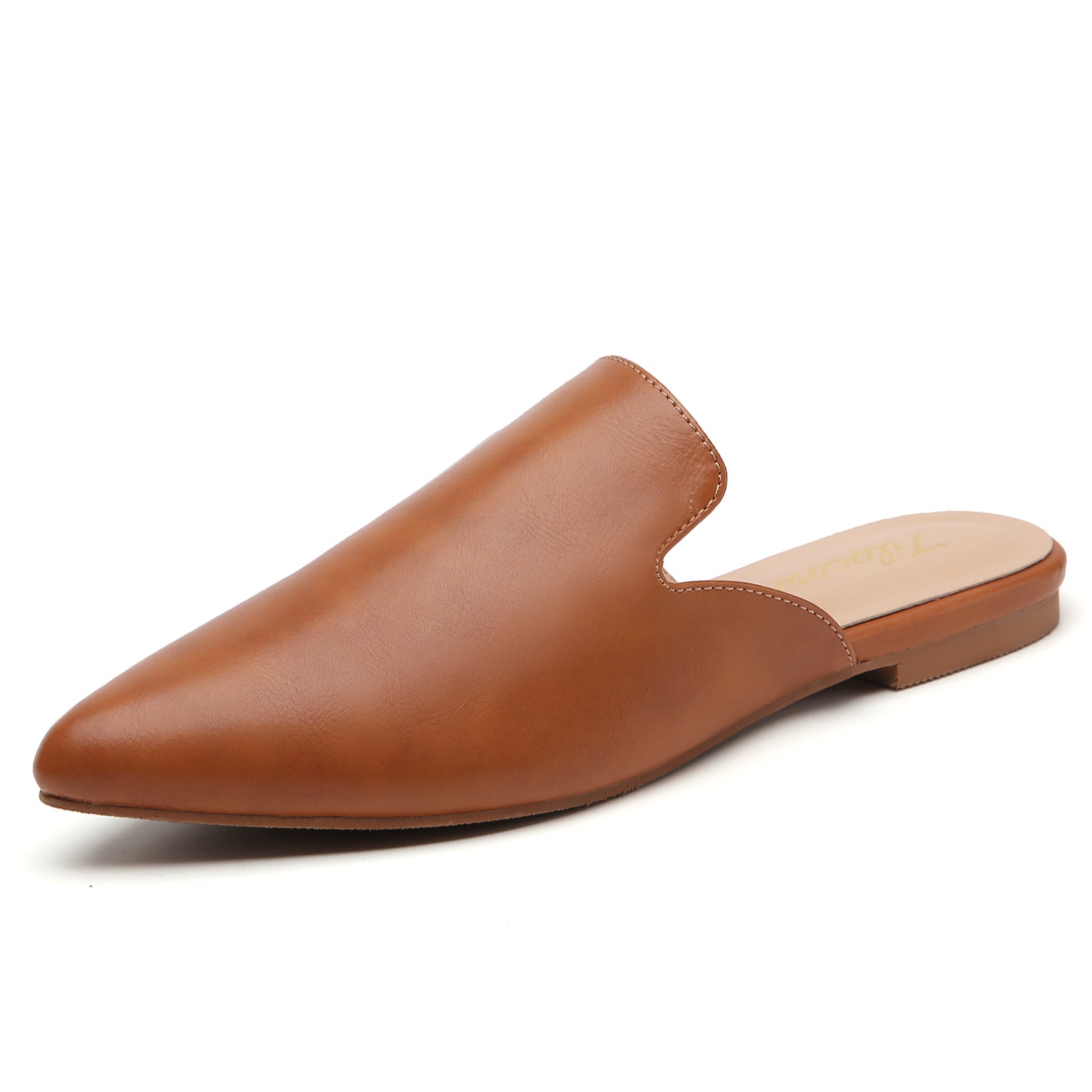 TILOCOW WOMEN BROWN PU FLAT MULES