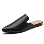 TILOCOW WOMEN BLACK PU FLAT MULES