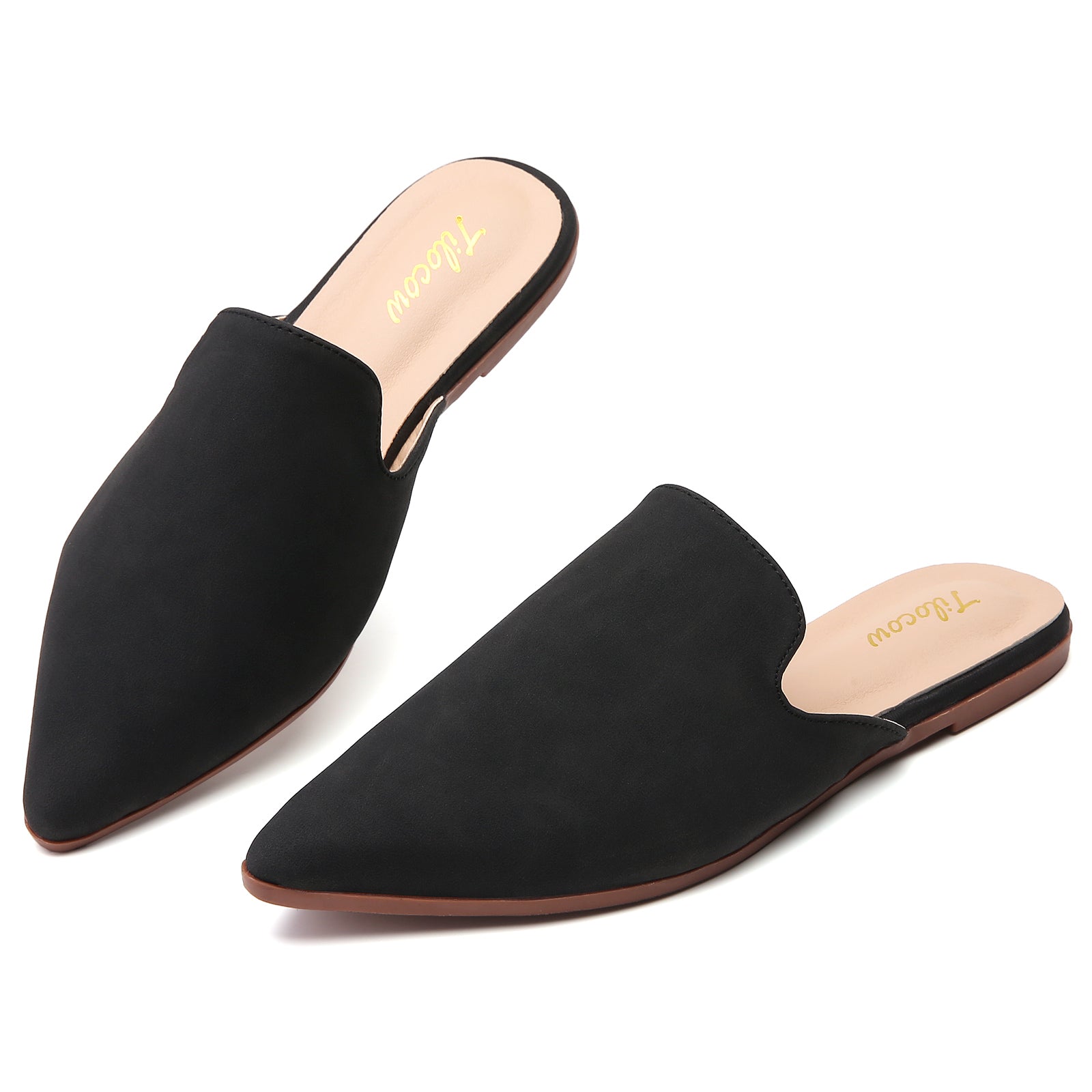 TILOCOW WOMEN BLACK SUEDE FLAT MULES